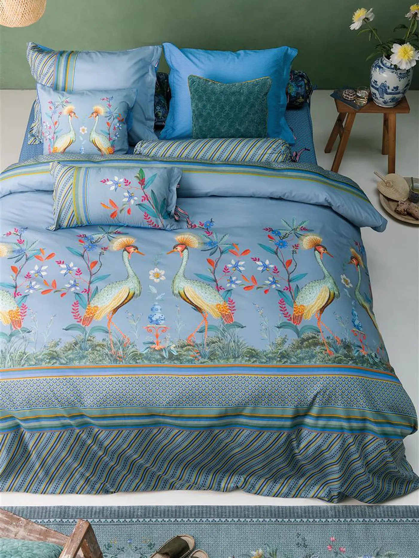 PIP STUDIO | Perkal Bettwäsche Flirting Birds 70x90cm / 140x200cm Blue | 